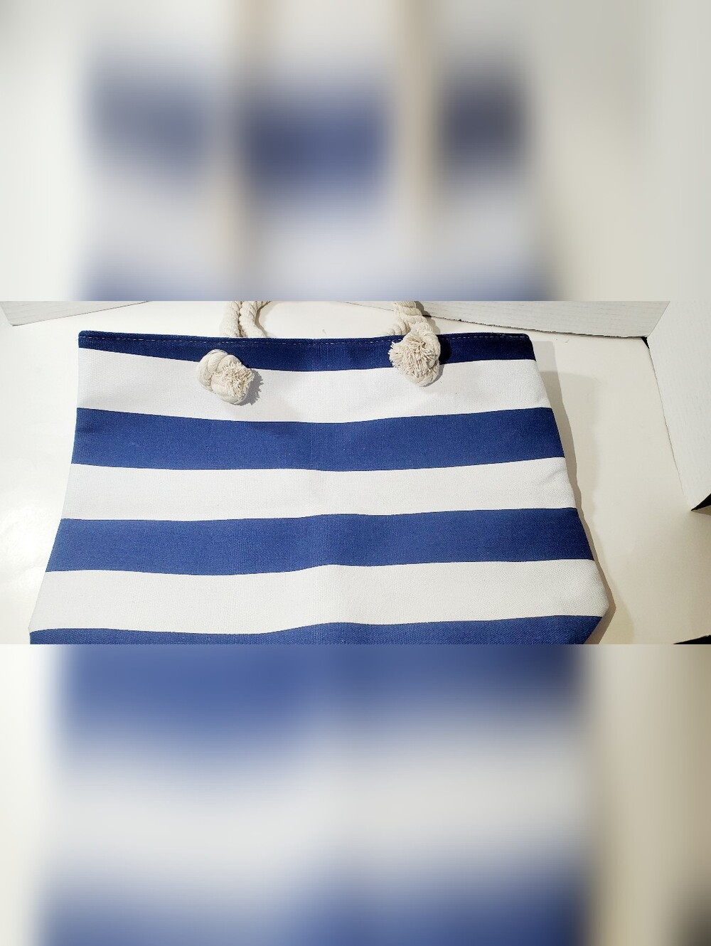 Striped Nautical Tote Bag in Navy and White